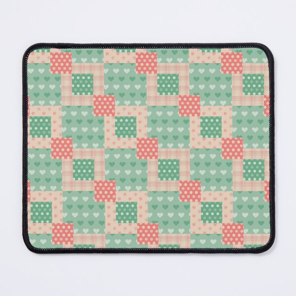 Item preview, Green and pink square patchwork pattern designed and sold by FunnyChameleon.
