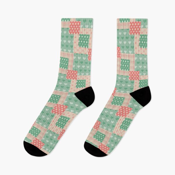 Item preview, Green and pink square patchwork pattern designed and sold by FunnyChameleon.