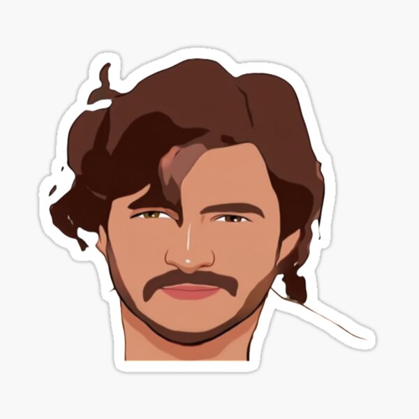 Vista previa del artículo con la obra «Pedro Pascal Caricatura Cabello Desordenado», diseñado y vendido por frenchpictorama.