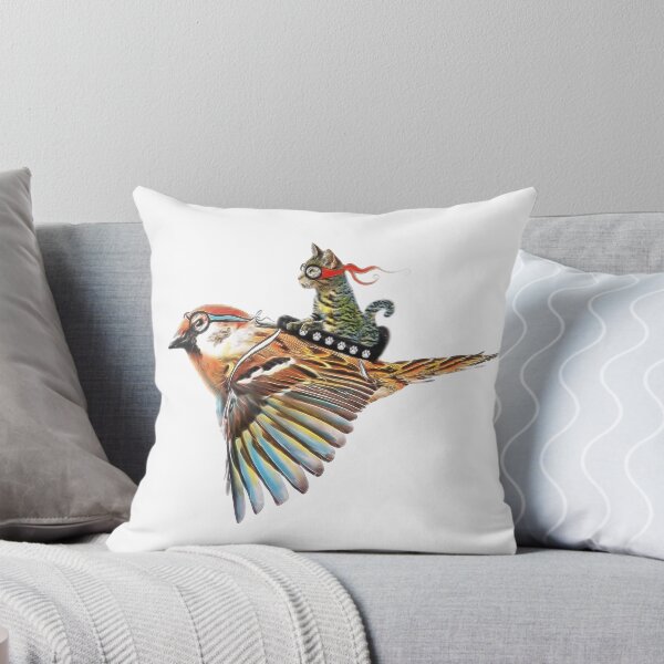 Item preview, Flying Cat with Bird designed and sold by yourworldusa.