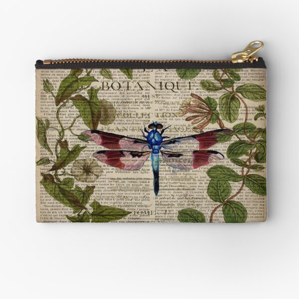 Item preview, 1980s dark academia leaves botanical art vintage french dragonfly designed and sold by LEILA ART SPACE.