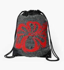 Polynesian Design Flower Drawstring Bag