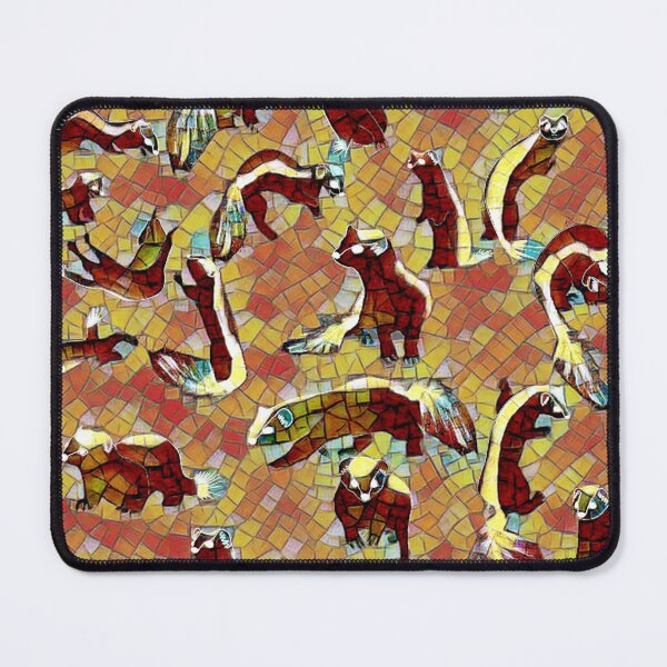 Artikelvorschau, lustige stinktiere, hermelin, marder, kawaii, süße tiere, flauschige, mosaikgeometrie, gelb entworfen und verkauft von Maria Mihailova.