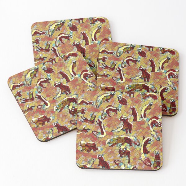 Item preview, funny skunks, ermine, marten, kawaii, cute animals, fluffy, mosaic geometry, yellow designed and sold by Maria Mihailova.