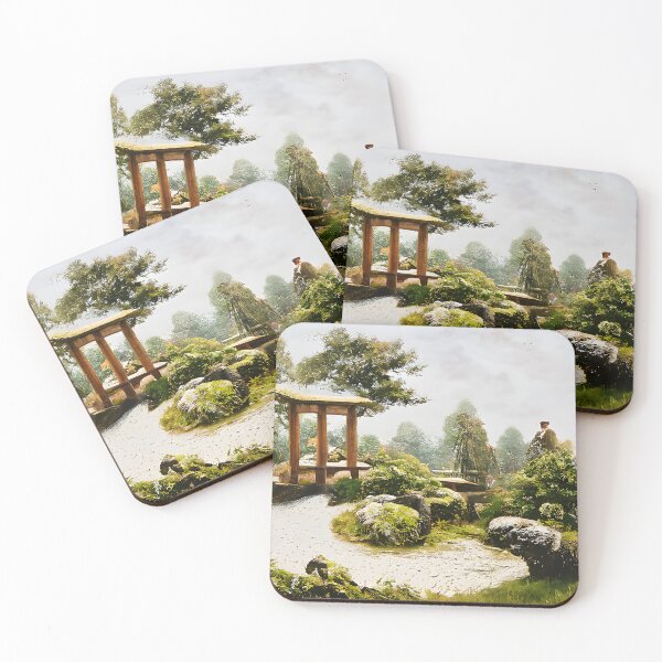Item preview, Ghost visiting a traditional Japanese garden  designed and sold by fizzribbit.
