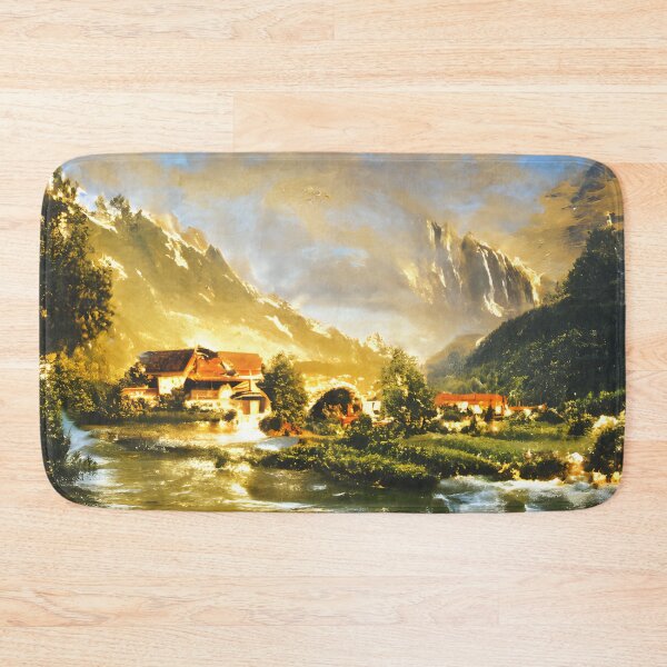 Item preview, Swiss mountain stream and cottage designed and sold by fizzribbit.