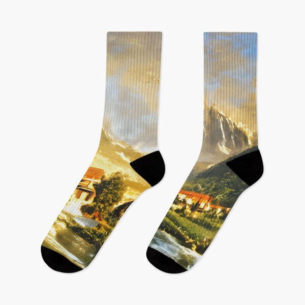 Item preview, Swiss mountain stream and cottage designed and sold by fizzribbit.