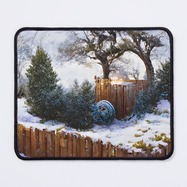 Item preview, Abstract fences in winter with juniper plant designed and sold by fizzribbit.