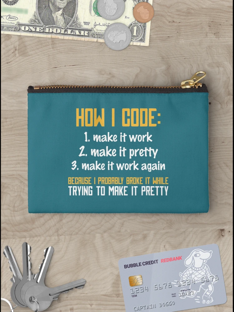 Thumbnail 3 of 4, Zipper Pouch, Programmer Coder Developer Programming Coding designed and sold by ZinGoi.