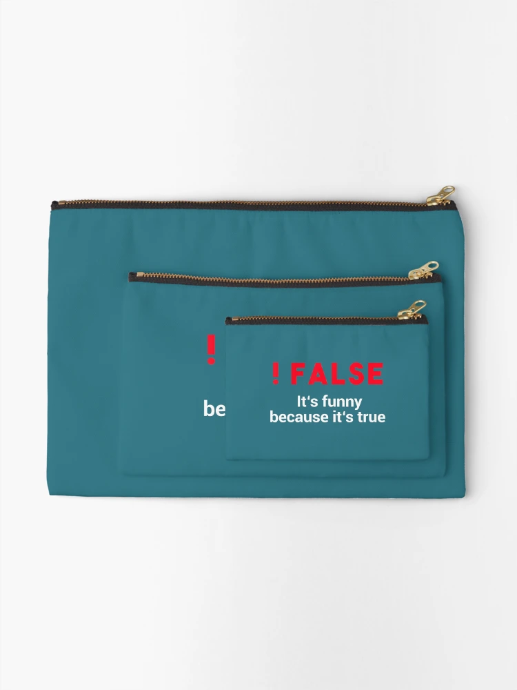 Thumbnail 2 of 4, Zipper Pouch, Programmer Humor Code !False Coding designed and sold by ZinGoi.