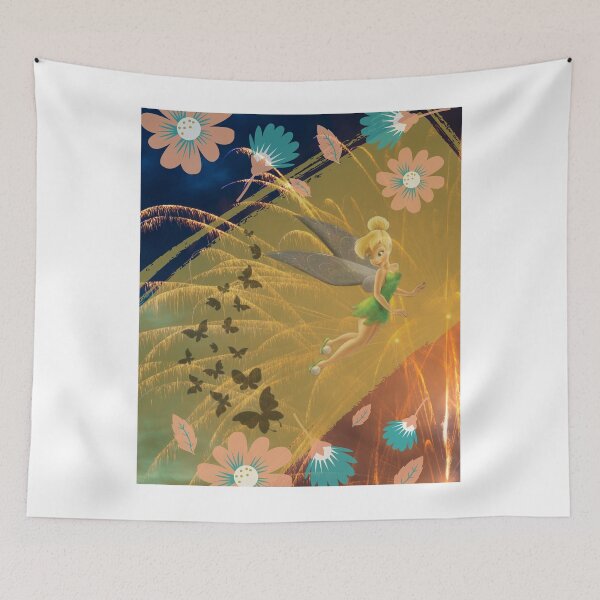 Item preview, Tinker Bell in Neverland with butterflies in a field of flowers and fireworks designed and sold by Arteartz.