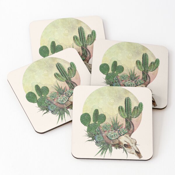 Item preview, Desert cactus, cow Skull and succulents plant, rural,cowboy,wild,rustic,desert designed and sold by Collagedream.