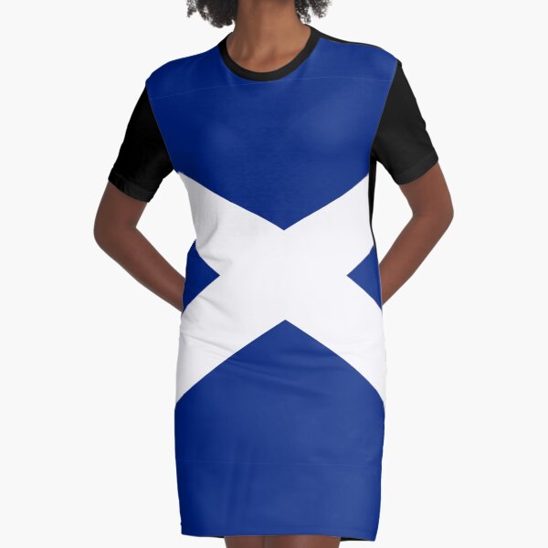 BIG St Andrew's Cross - Scottish Flag T-Shirt Bedspread Duvet Graphic T-Shirt Dress
