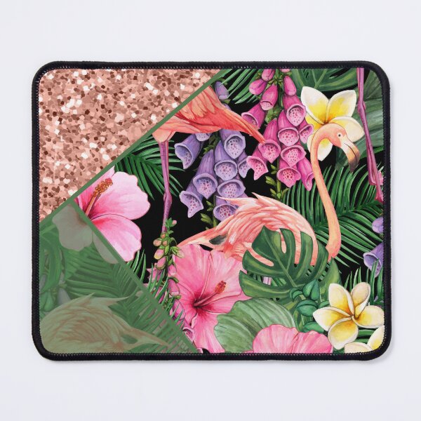Item preview, tropical summer pink glitter flamingo pattern designed and sold by Beeroclock.
