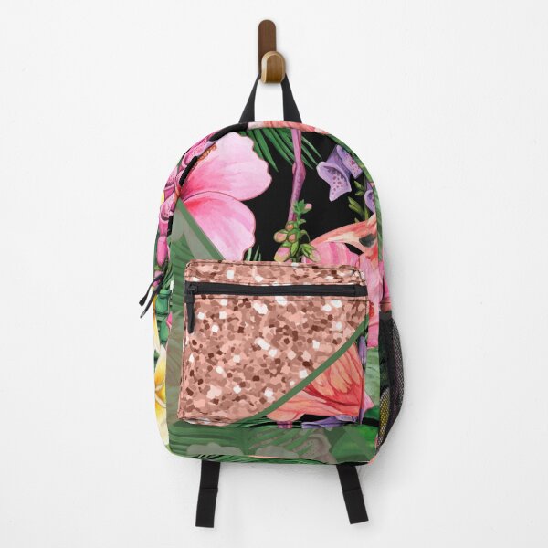 Item preview, tropical summer pink glitter flamingo pattern designed and sold by Beeroclock.