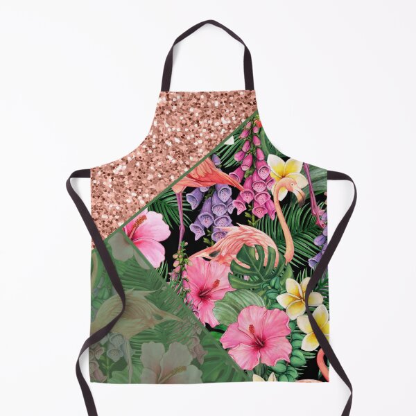 Item preview, tropical summer pink glitter flamingo pattern designed and sold by Beeroclock.