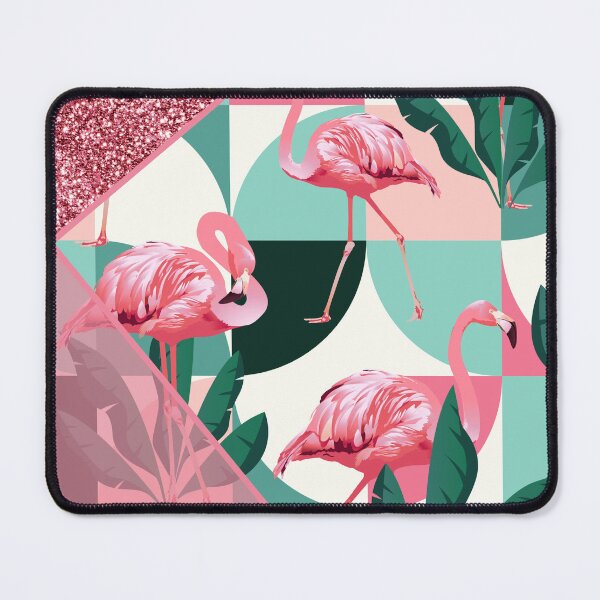 Item preview, modern summer pink glitter flamingo pattern designed and sold by Beeroclock.