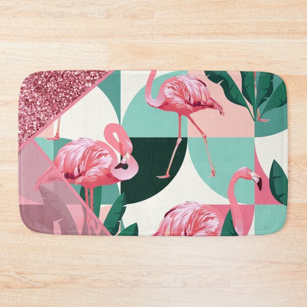 Item preview, modern summer pink glitter flamingo pattern designed and sold by Beeroclock.