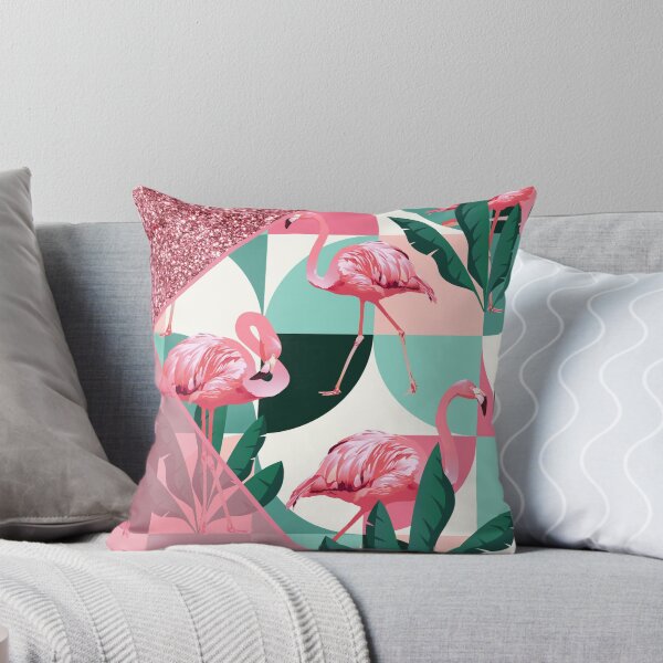 Item preview, modern summer pink glitter flamingo pattern designed and sold by Beeroclock.