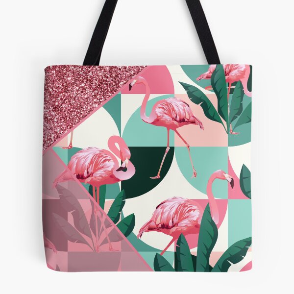 Item preview, modern summer pink glitter flamingo pattern designed and sold by Beeroclock.