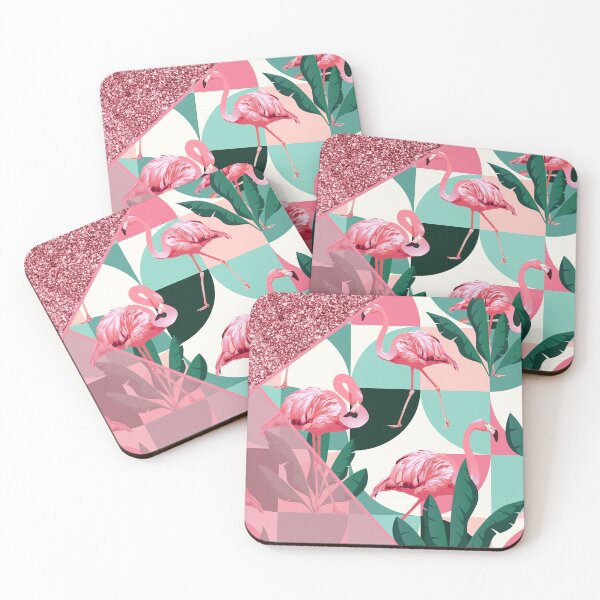 Item preview, modern summer pink glitter flamingo pattern designed and sold by Beeroclock.