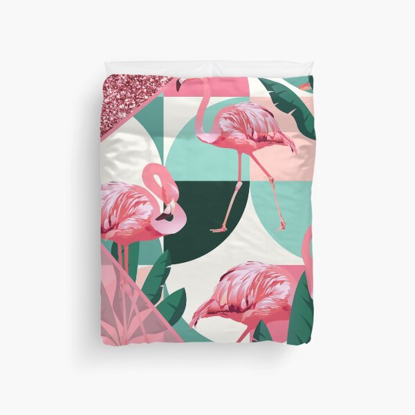 Item preview, modern summer pink glitter flamingo pattern designed and sold by Beeroclock.