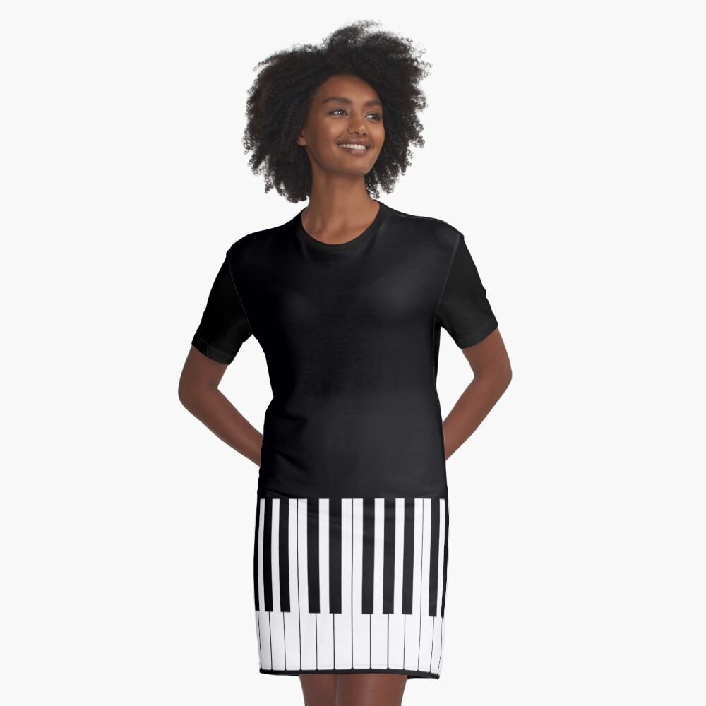 Musician Piano Keys Cell Phone Case Cover Graphic T-Shirt Dress