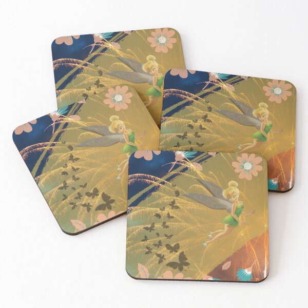 Item preview, Tinker Bell in Neverland with butterflies in a field of flowers and fireworks designed and sold by Arteartz.