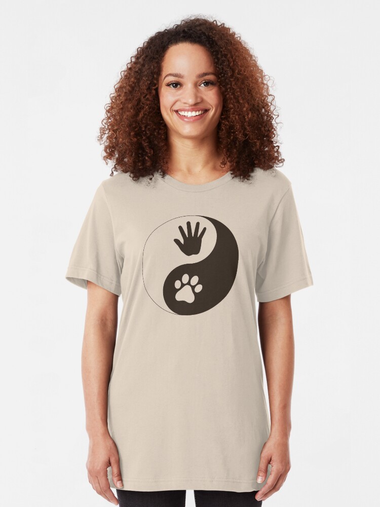 Alternate view of Yin Yang Hand Paw Slim Fit T-Shirt