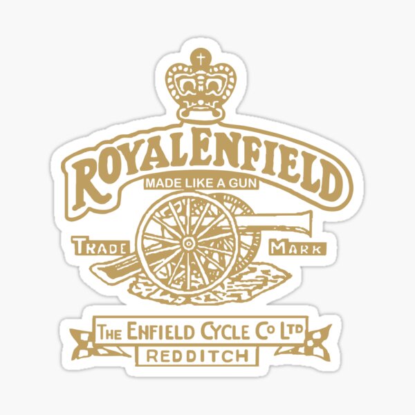 Royal Enfield Sticker Made Like A Gun Decals Gold Black Large 10cm 100mm 