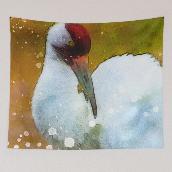 Aperçu de l'œuvre Oiseau grue blanche aquarelle, adorable grue blanche, grue blanche Grus Americana, oiseau sauvage de la grue blanche créée et vendue par Trendymotion.