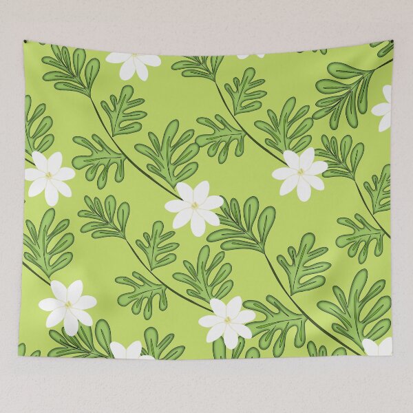 Item preview, White Flower Pattern With Monstera Leaves designed and sold by GraphicsClub.
