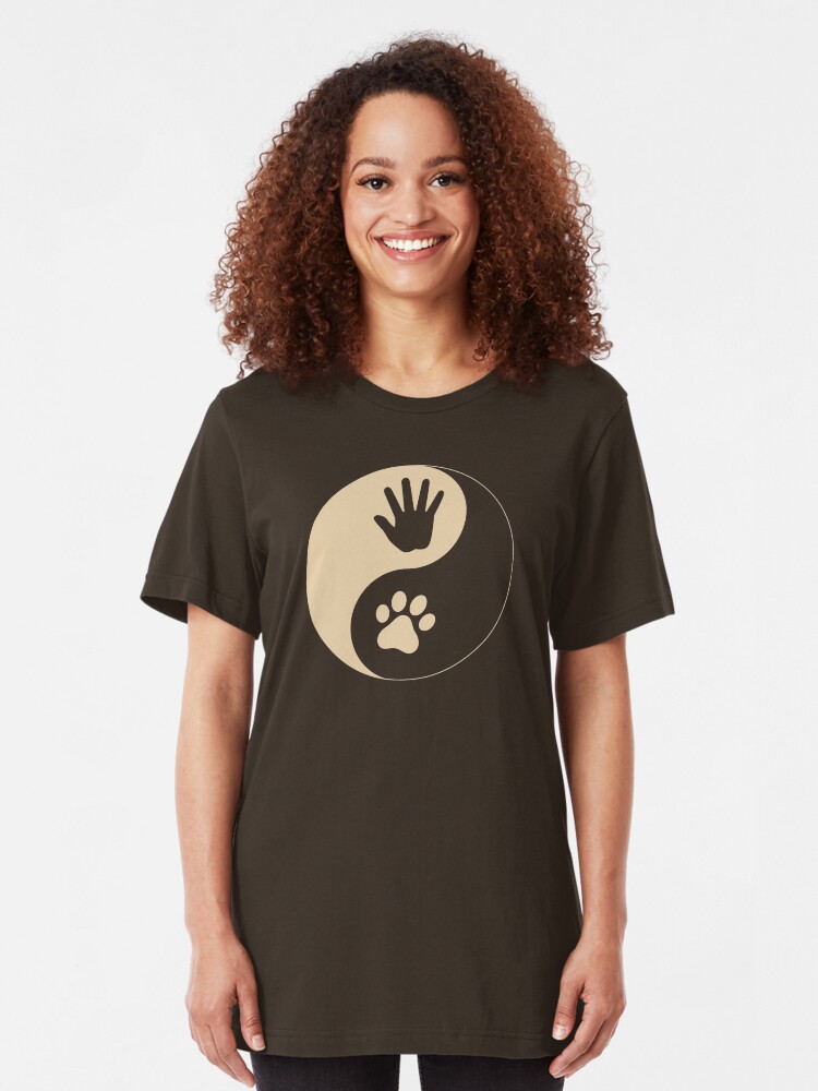 Alternate view of Yin Yang Hand Paw Slim Fit T-Shirt