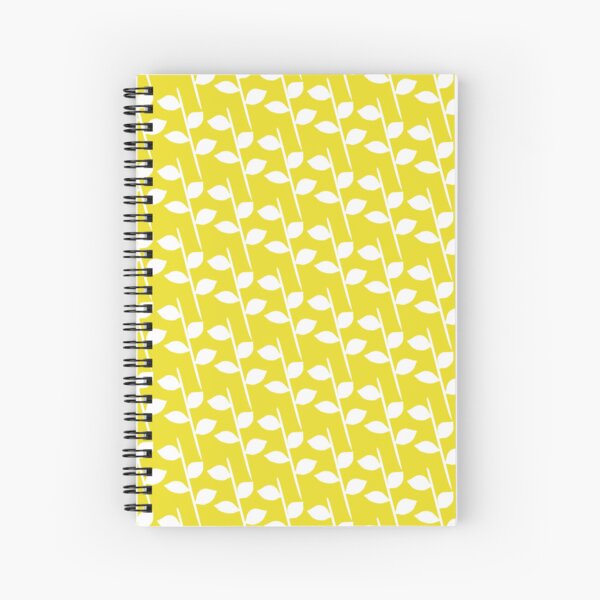 Kopie von Abstract stripy retro leaves in beige on a vintage yellow background Spiral Notebook