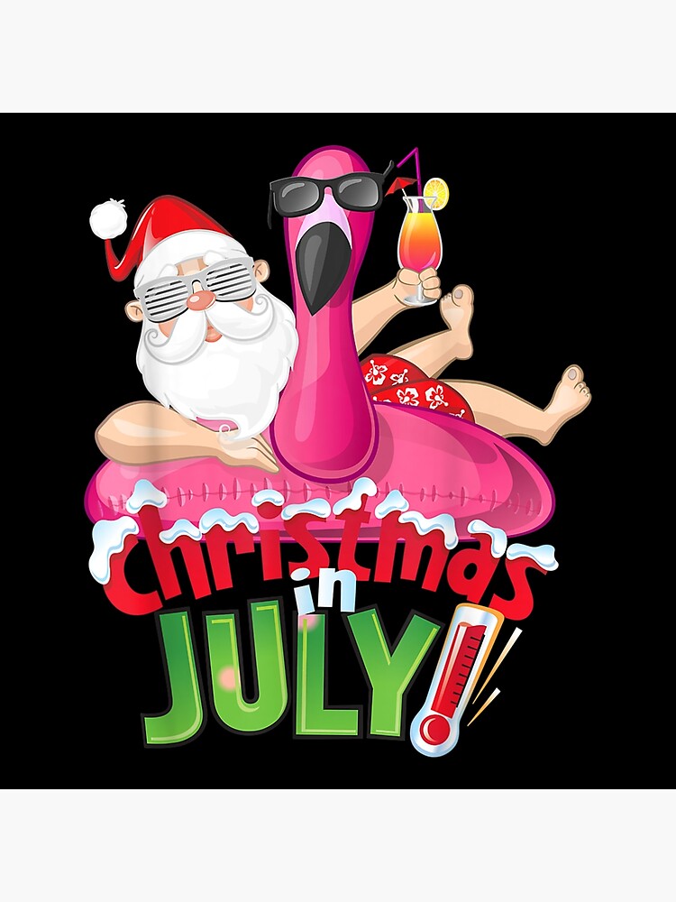 "Funny Christmas in July Summer Flamingo Float Xmas" Poster for Sale by