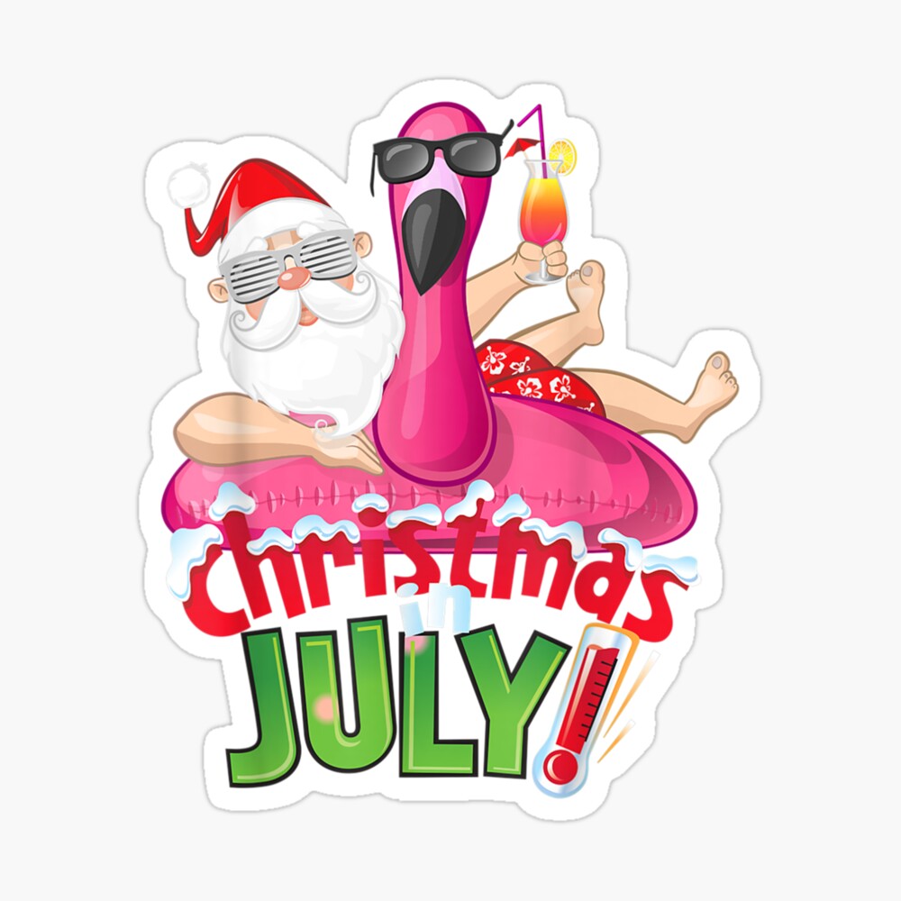 Christmas In July Santa Summer Holiday Inflatable Flamingo Shirt