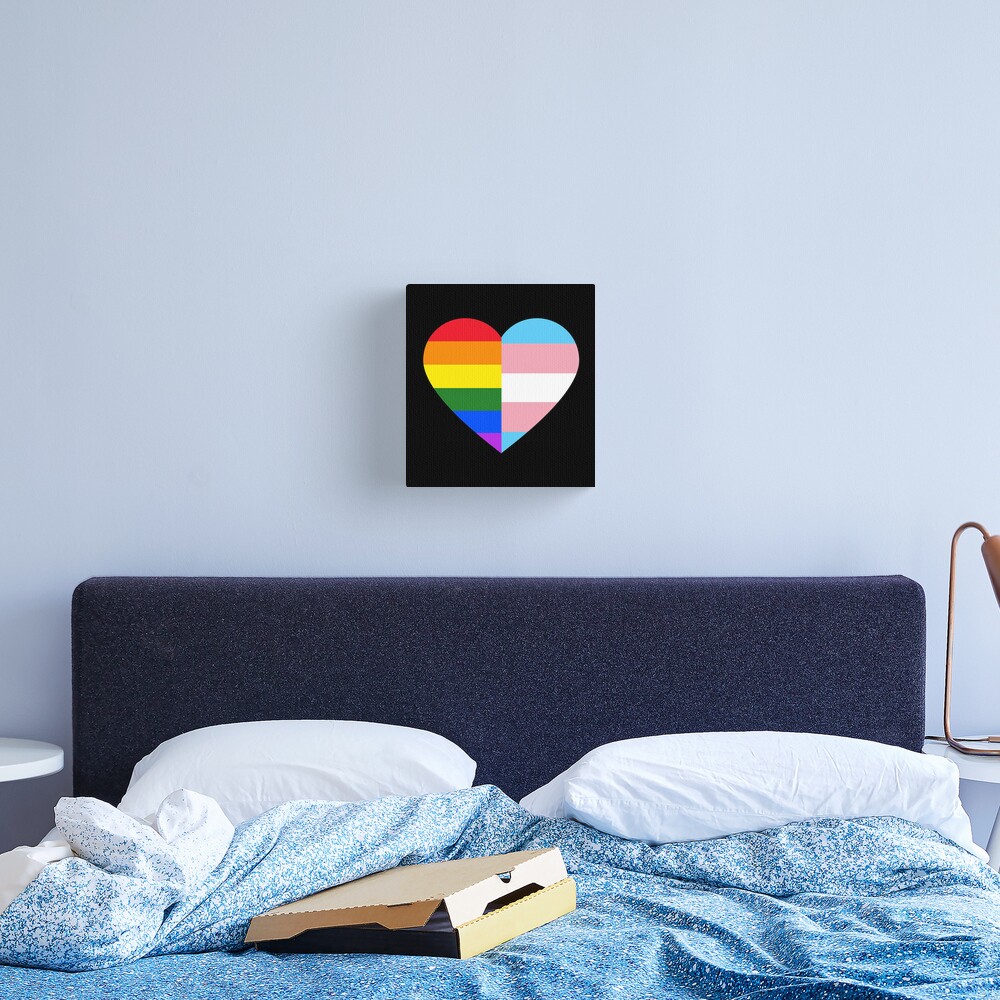 LGBT Rainbow And Transgender Pride Flag Heart Canvas Print