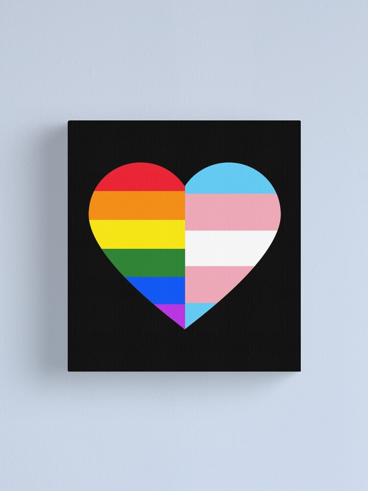 Alternate view of LGBT Rainbow And Transgender Pride Flag Heart Canvas Print