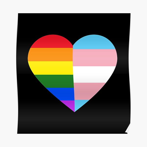LGBT Rainbow And Transgender Pride Flag Heart Poster