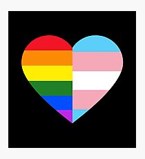 LGBT Rainbow And Transgender Pride Flag Heart Photographic Print