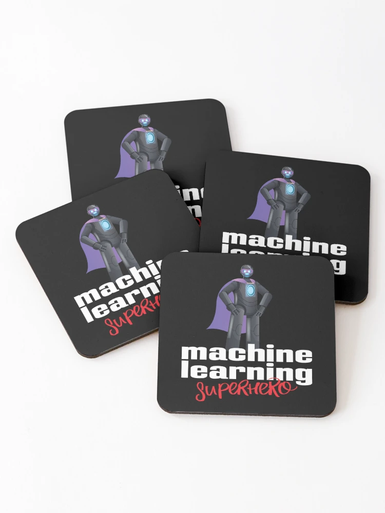 Thumbnail 1 of 5, Coasters (Set of 4), Machine Learning Superhero Cartoon designed and sold by ProjectRobotics.