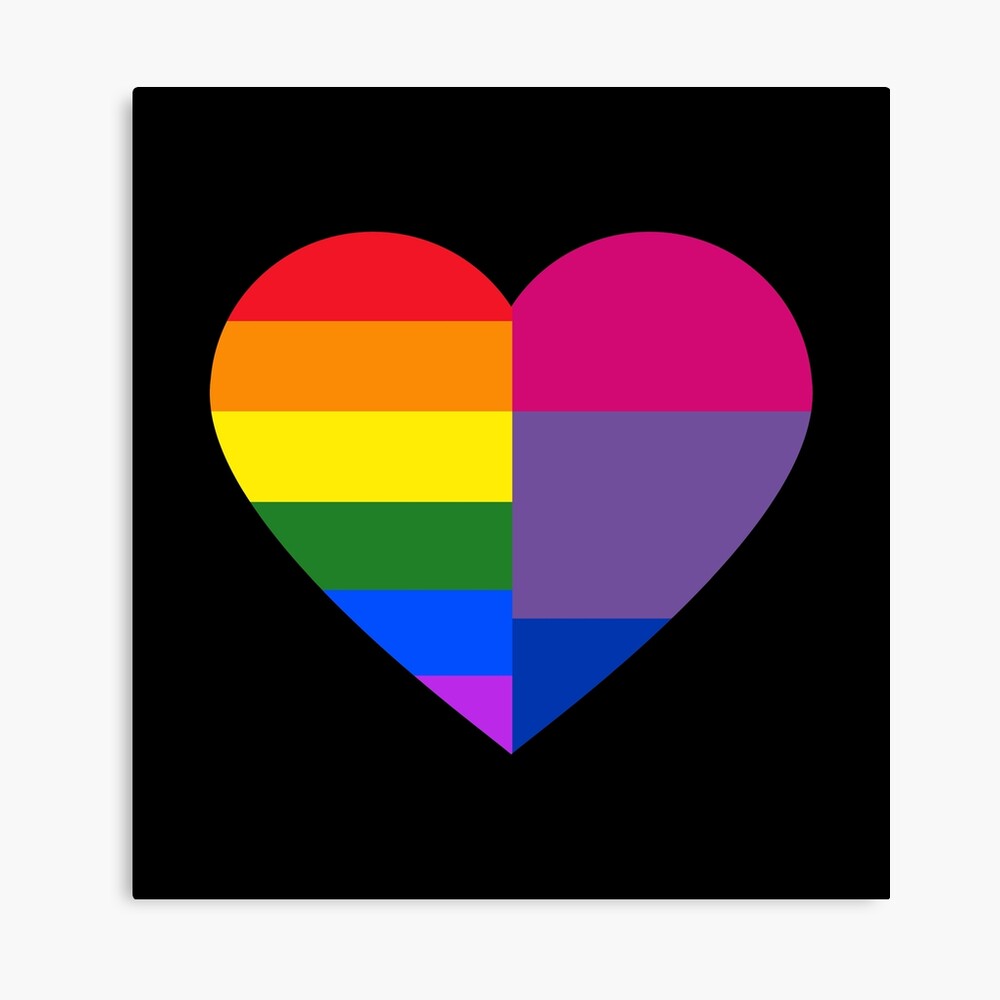 Lgbt Rainbow And Bisexual Pride Flag Heart Metal Print By Spacealientees Redbubble