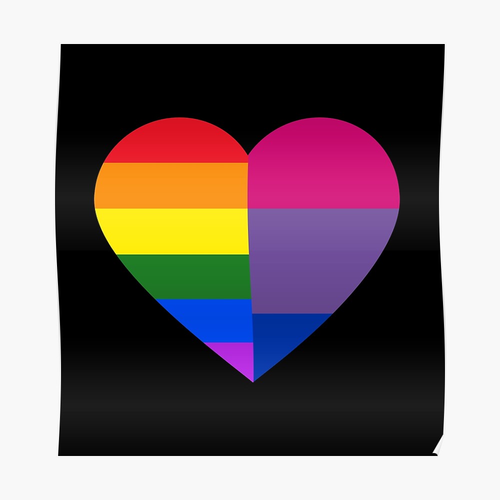 Lgbt Rainbow And Bisexual Pride Flag Heart Poster By Spacealientees Redbubble 9171