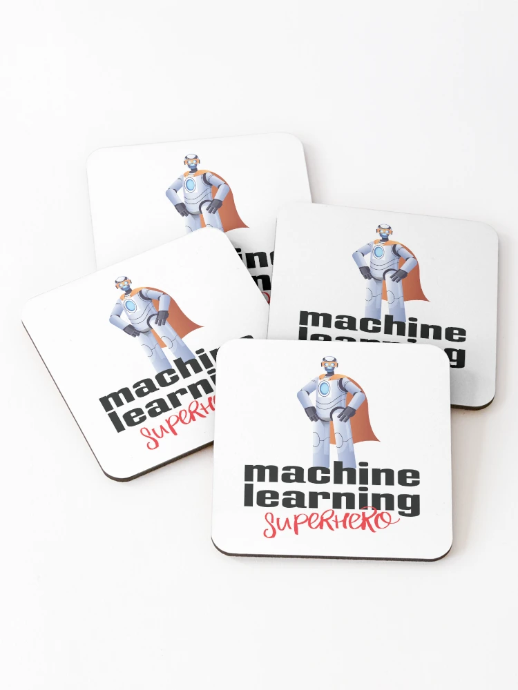 Thumbnail 1 of 5, Coasters (Set of 4), Machine Learning Superhero Cartoon designed and sold by ProjectRobotics.