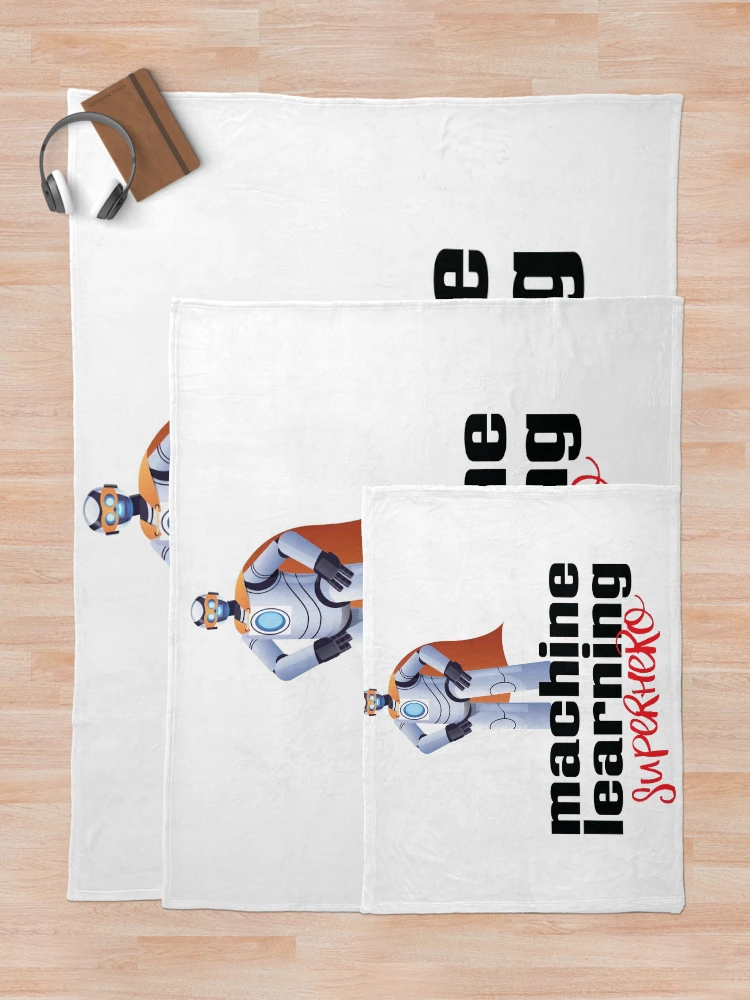 Thumbnail 5 of 6, Throw Blanket, Machine Learning Superhero Cartoon designed and sold by ProjectRobotics.