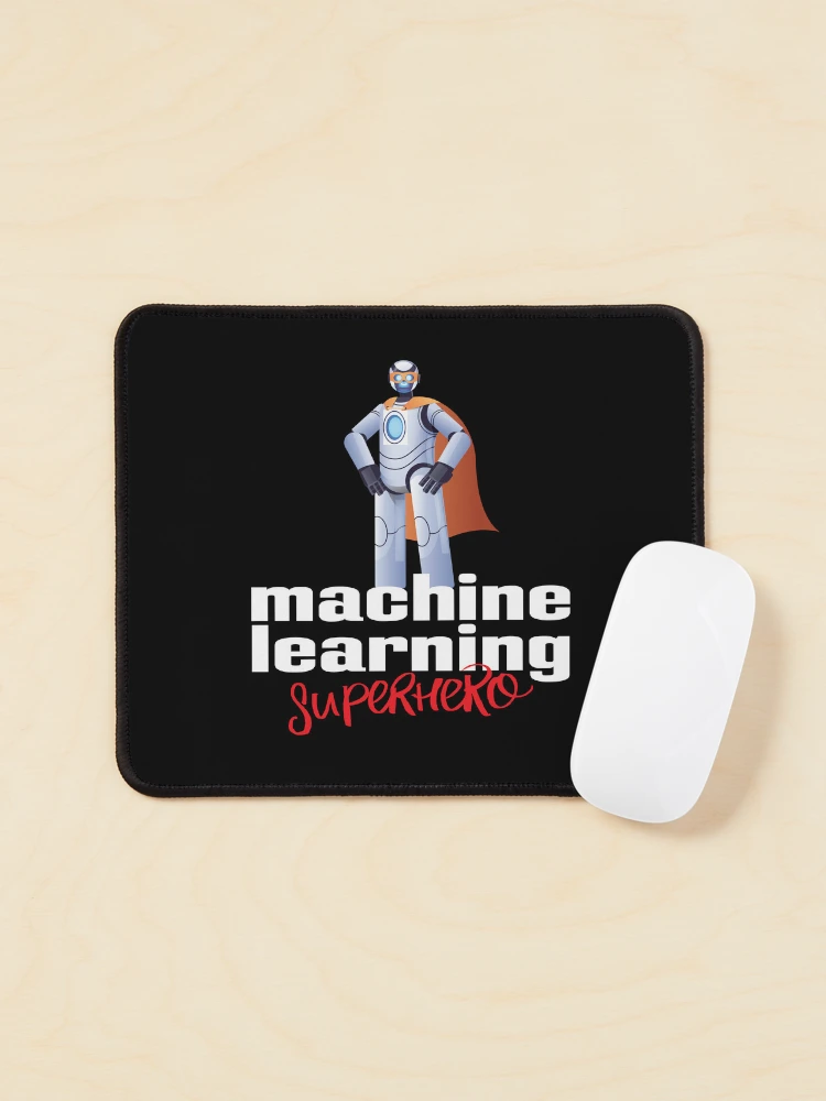 Thumbnail 1 of 5, Mouse Pad, Machine Learning Superhero Cartoon designed and sold by ProjectRobotics.