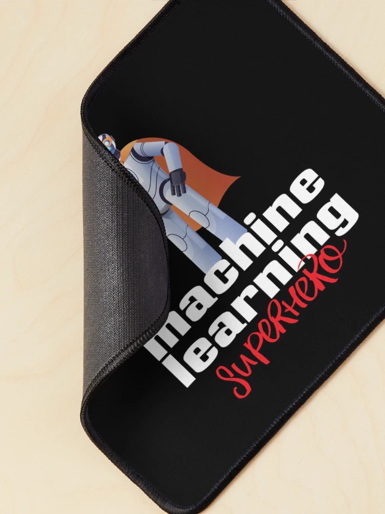 Thumbnail 2 of 5, Mouse Pad, Machine Learning Superhero Cartoon designed and sold by ProjectRobotics.