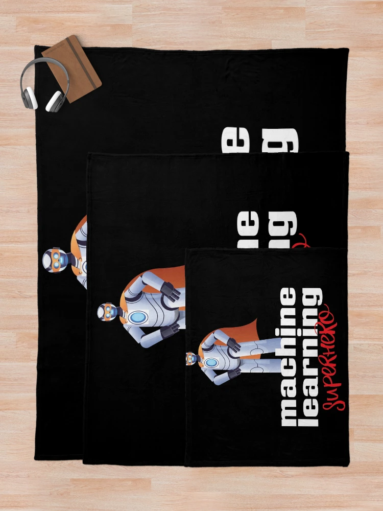 Thumbnail 5 of 6, Throw Blanket, Machine Learning Superhero Cartoon designed and sold by ProjectRobotics.