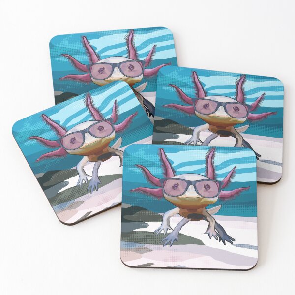 Item preview, Axolotl in glasses designed and sold by BeeFoxTree.