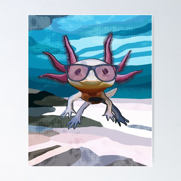 Vista previa del artículo con la obra «Axolotl con gafas», diseñado y vendido por BeeFoxTree.